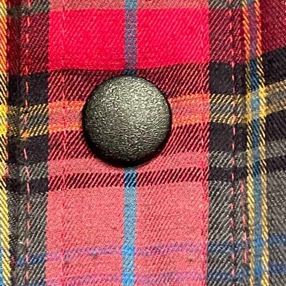 Large United By blue Reversible Jacket Red Plaid Tartan Solid Black - Picture 8 of 13